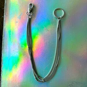 Topman Mens 16 Inch Silver Wallet Key Chain with Clip